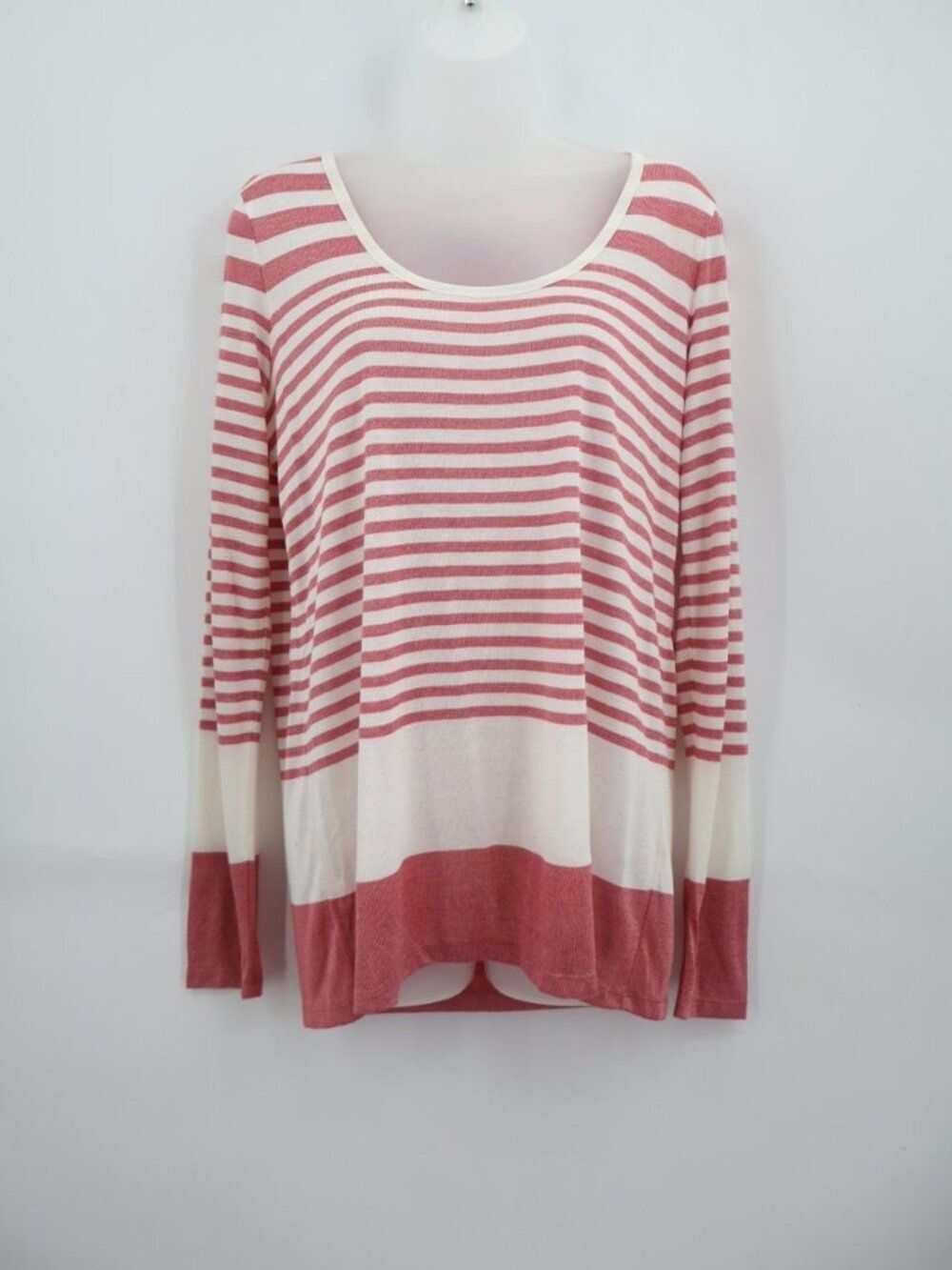 Vince Striped Scoopneck Shirt Tunic Lightweight Mauve Pink White Size Medium - Picture 2 of 10